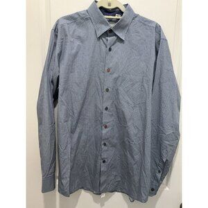 Haupt Shirt Button Up XL 43/44 17.5 Men's Colored Buttons L/S Blue White Red